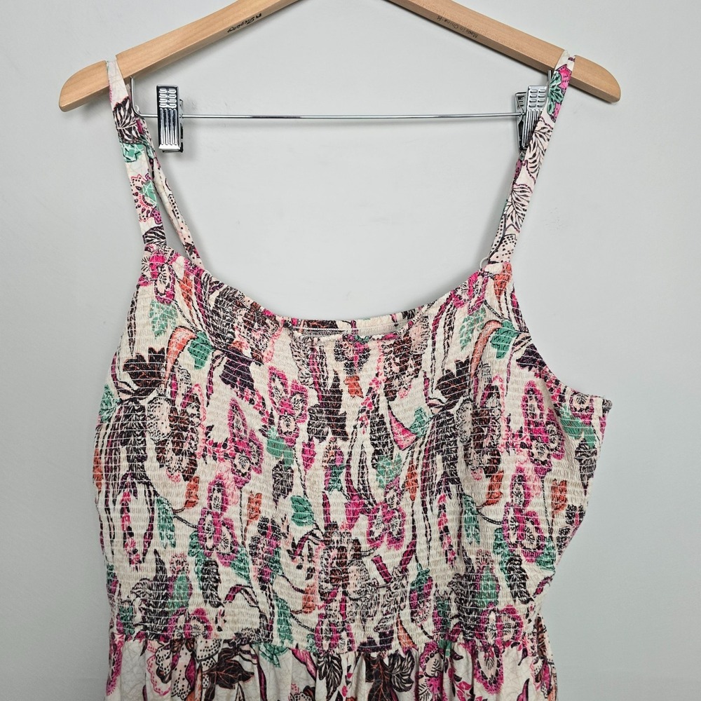 Old Navy Women Smocked Fit & Flare Cami Dress 2XL Floral Boho Summer Vacation - Picture 7 of 13